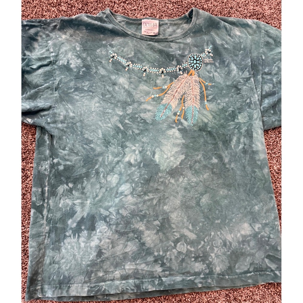 Vintage Cactus Bay Apparel Lynee Las Vegas Tie Dye Dreamcatcher T-Shirt Teal M